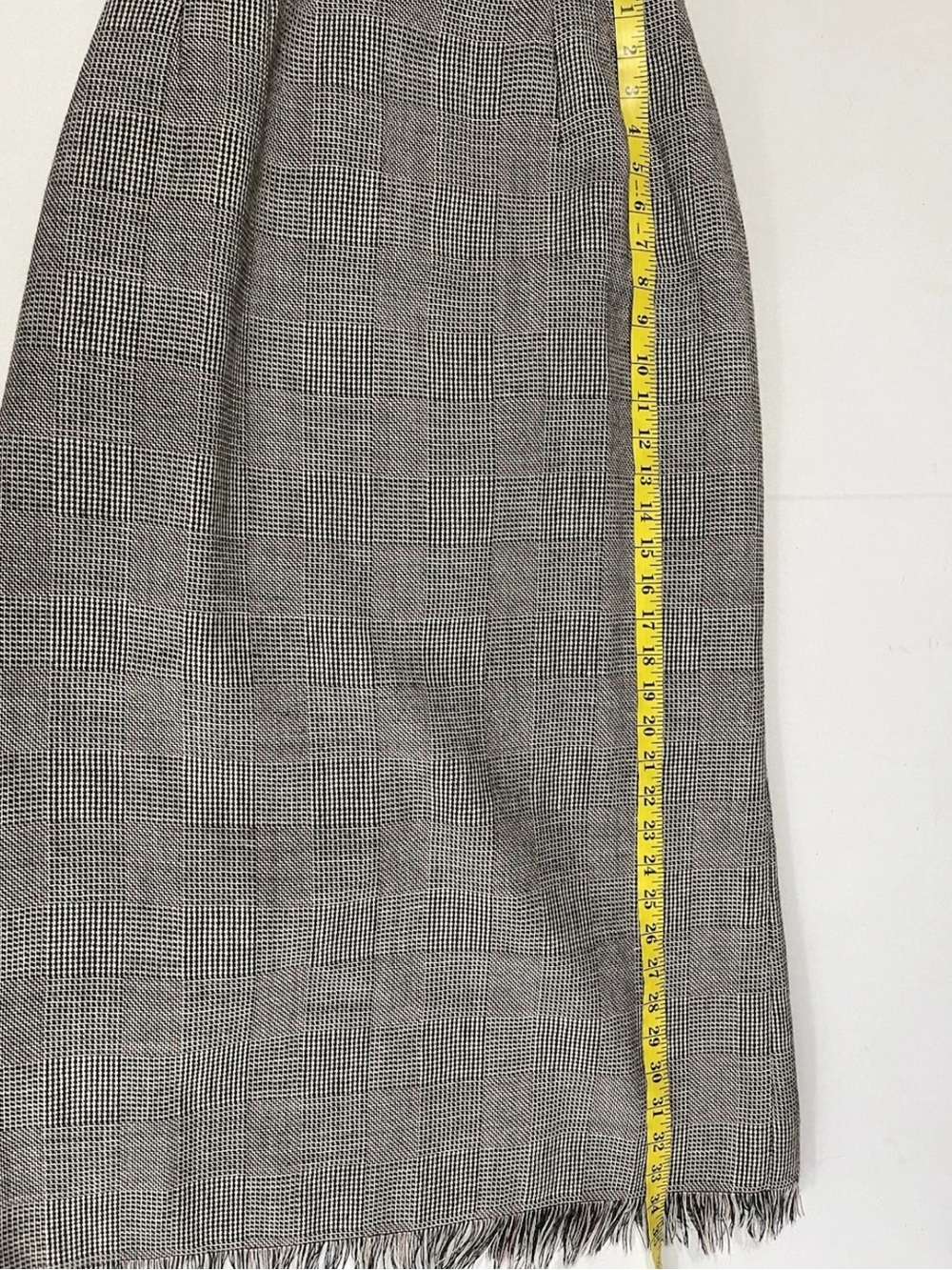 Vtg Harve Benard Sport Houndstooth Fringe Wool Dark Academia Maxi Skirt Sz 10 - Picture 8 of 9